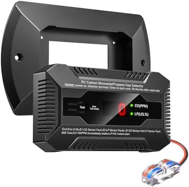 Main image of Nuleto RV Dual LP/CO AlarmRV Carbon Monoxide & Propane Gas Detector with Separate LED Indicator Light, Early Warning to Ensure RV Camping Safety Travel (with 1 Bracket), Black