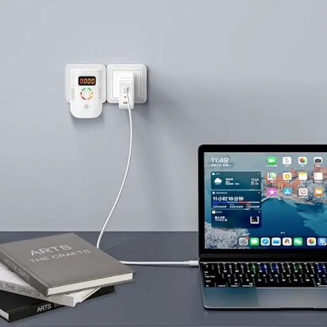 Alt view image 2 of 7 - Carbon Monoxide Detectors Plug in Wall CO Detector 100-250V AC Power OperatedPortable Travel Carbon Monoxide Alarm with LCD Display Sound Light Warning for Home/Hotel/RV