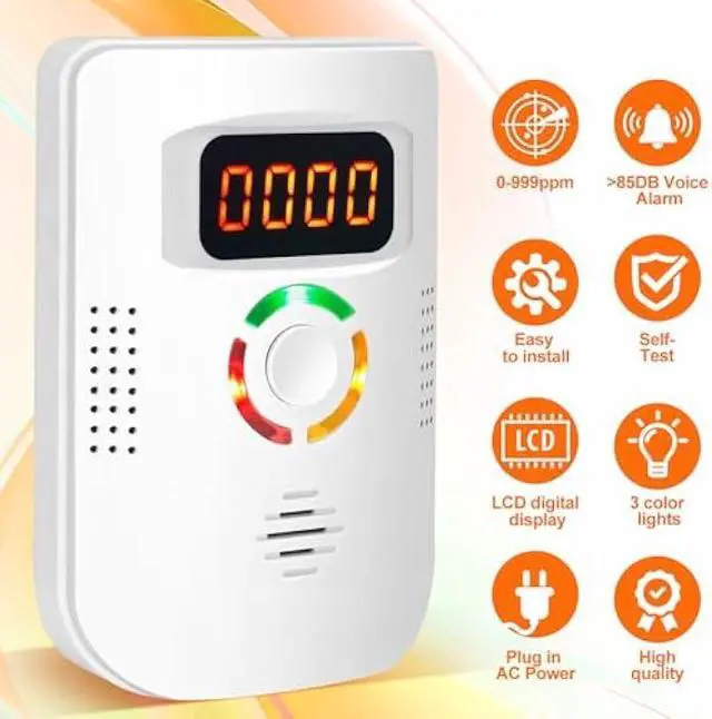Alt view image 4 of 7 - Carbon Monoxide Detectors Plug in Wall CO Detector 100-250V AC Power OperatedPortable Travel Carbon Monoxide Alarm with LCD Display Sound Light Warning for Home/Hotel/RV