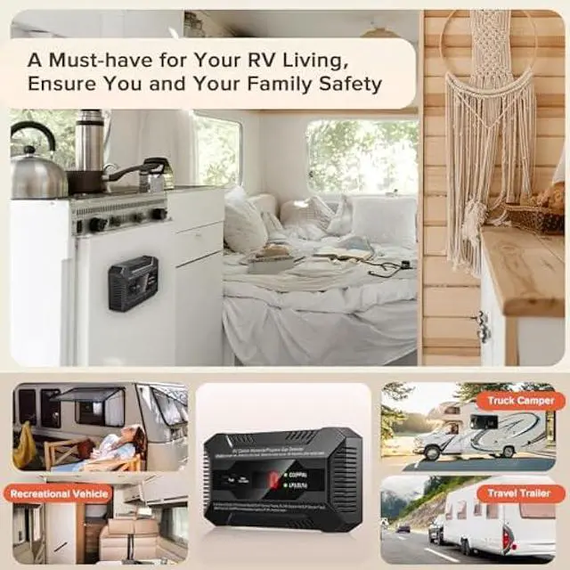 Alt view image 5 of 6 - Nuleto RV Dual LP/CO AlarmRV Carbon Monoxide & Propane Gas Detector with Separate LED Indicator Light, Early Warning to Ensure RV Camping Safety Travel (with 1 Bracket), Black