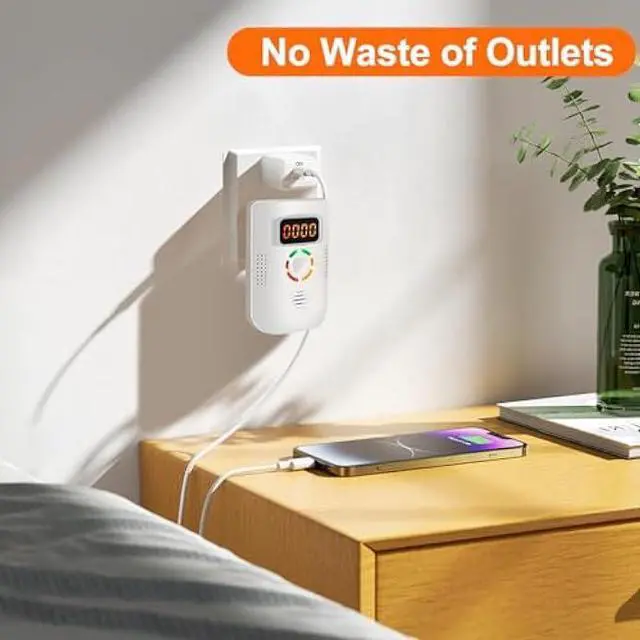 Alt view image 6 of 7 - Carbon Monoxide Detectors Plug in Wall CO Detector 100-250V AC Power OperatedPortable Travel Carbon Monoxide Alarm with LCD Display Sound Light Warning for Home/Hotel/RV