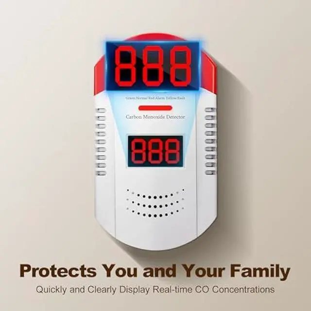 Alt view image 4 of 6 - Carbon Monoxide Detector Plug in Wall CO Monitor Alarm Detectors with Digital Display Sound and Light Warning for Home Workplace and Travel Safety Precautions Essential