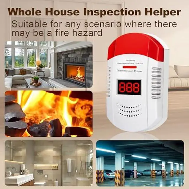 Alt view image 6 of 6 - Carbon Monoxide Detector Plug in Wall CO Monitor Alarm Detectors with Digital Display Sound and Light Warning for Home Workplace and Travel Safety Precautions Essential