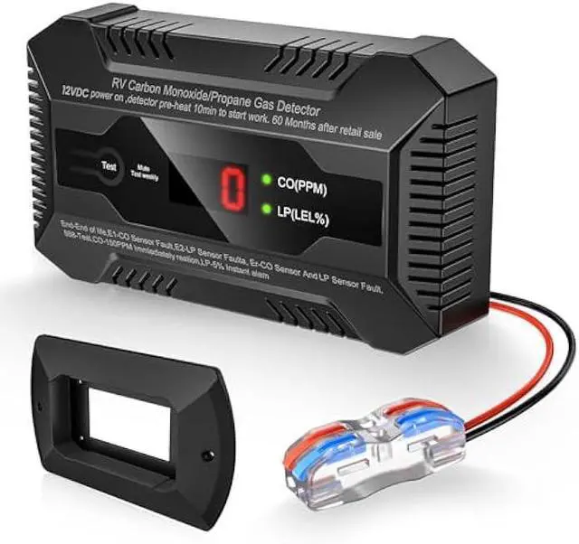 Main image of Dual CO/LP Alarm with Bracket - RV Carbon Monoxide and Propane Detector for Travel Trailer and Camper, Separated LED Indicator for Propane and CO, 85dB Loud Alarm - 12V DC RV Propane Gas Detector