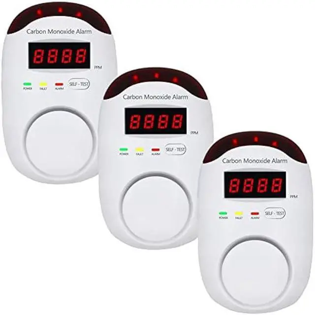 Main image of Carbon Monoxide Detectors, WESHLGD Plug-in CO Detector Alarm Monitor with LED Digital Display and Voice Alert for Home/Kitchen - 3 Pack