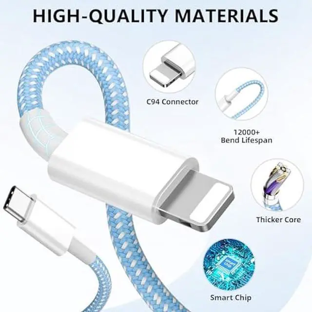 Alt view image 3 of 6 - Phone Charger Fast Charging, 4 Pack 20W USB C Wall Charger Block with 6FT Charging Cable Type C Fast Charge Block Compatible with Phone 14/14 Pro Max/13/13 Pro/12/12 Pro/11/11 Pro/XS, Pad and More