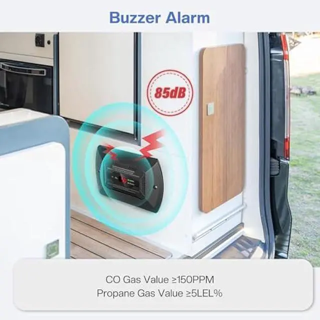Alt view image 3 of 5 - Dual CO/LP Alarm with Bracket - RV Carbon Monoxide and Propane Detector for Travel Trailer and Camper, Separated LED Indicator for Propane and CO, 85dB Loud Alarm - 12V DC RV Propane Gas Detector