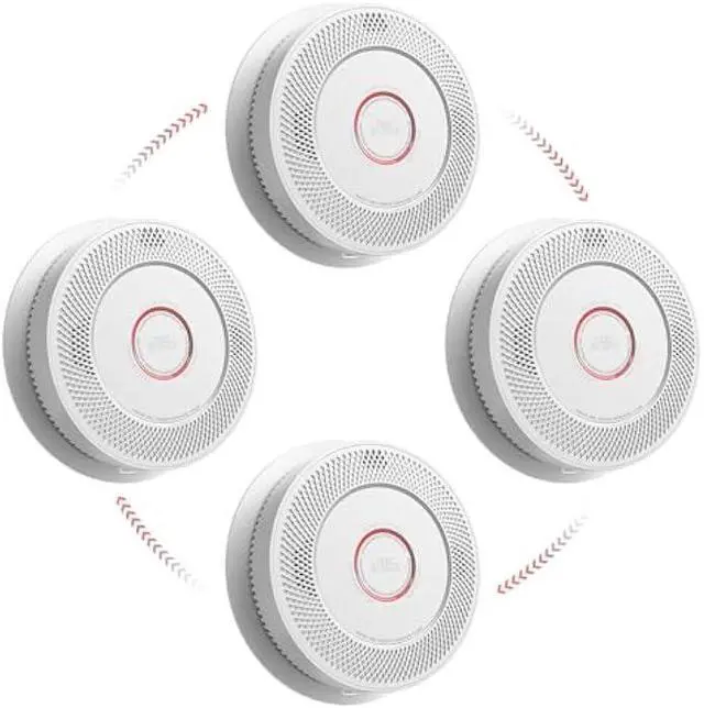 Main image of SITERWELL Smoke and Carbon Monoxide Detector 10-Year Battery, Wireless Interconnected Smoke Alarm Carbon Monoxide Detector with Dual Language Voice Alerts for Home and Babyroom, 4 Pack