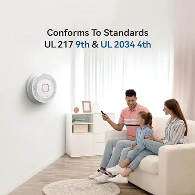Alt view image 2 of 5 - SITERWELL Smoke and Carbon Monoxide Detector 10-Year Battery, Wireless Interconnected Smoke Alarm Carbon Monoxide Detector with Dual Language Voice Alerts for Home and Babyroom, 4 Pack