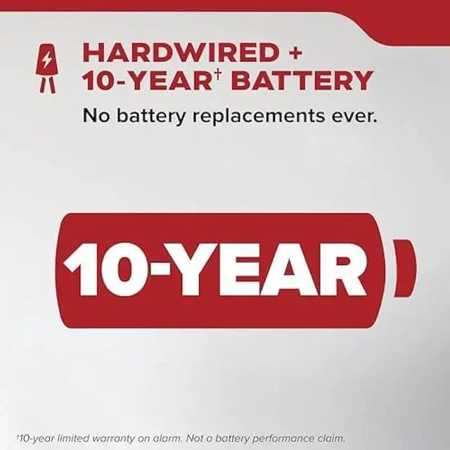 Alt view image 5 of 5 - Kidde Hardwired Smoke Detector, 10-Year Battery Backup, Interconnectable, LED Warning Light Indicators, 4 Pack