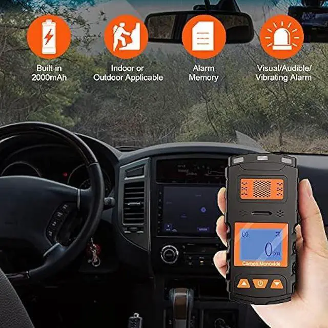 Alt view image 3 of 6 - GZAIR CO Carbon Monoxide Detector with Visual, Audible, and Vibrating Alerts, Handheld CO Monitor, Portable CO Gas Alarm for Home and Travel, Battery Operated, Alarm Logger, X-1