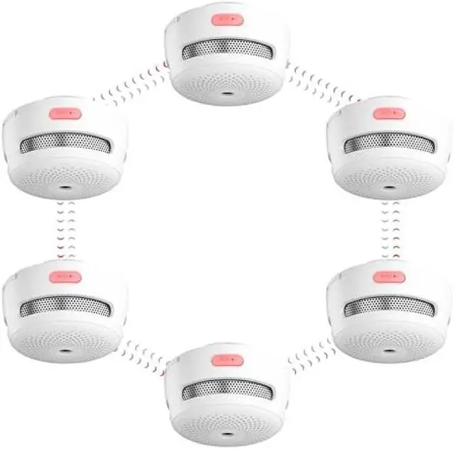 Main image of X-Sense Wireless Interconnected Smoke Detector Battery Powered Fire Alarm with Over 820 feet Transmission Range, XS01-WR Link+, 6-Pack