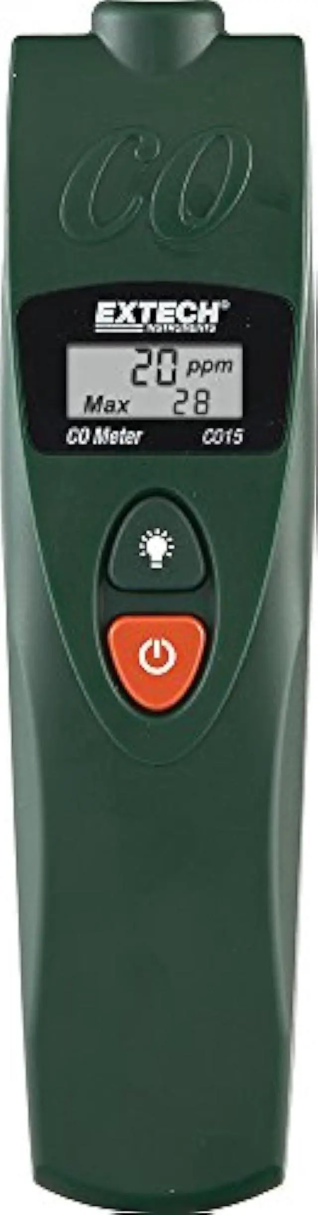 Main image of Extech CO15 Carbon Monoxide Meter  Portable CO Detector with Peak Hold, Adjustable Alarm, Backlit Display, 01,000 ppm Measurement, Battery Powered, Indoor Safety Monitor