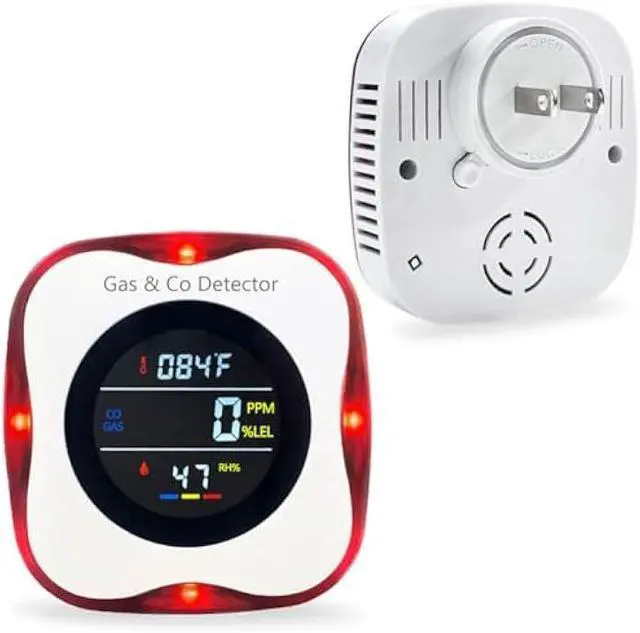 Main image of Carbon Monoxide and Natural Gas Detector Plug in Wall, WESHLGD Combination Carbon Monoxide and Gas Detector, 4-in-1 CO and Gas Detector for Home/Kitchen(CO & Gas Alarm with Temperature Humidity)