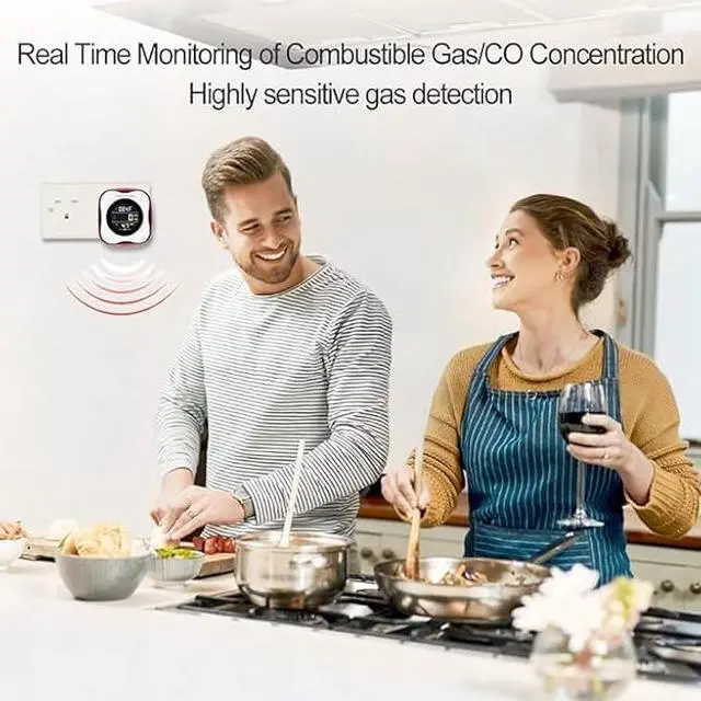 Alt view image 5 of 6 - Carbon Monoxide and Natural Gas Detector Plug in Wall, WESHLGD Combination Carbon Monoxide and Gas Detector, 4-in-1 CO and Gas Detector for Home/Kitchen(CO & Gas Alarm with Temperature Humidity)
