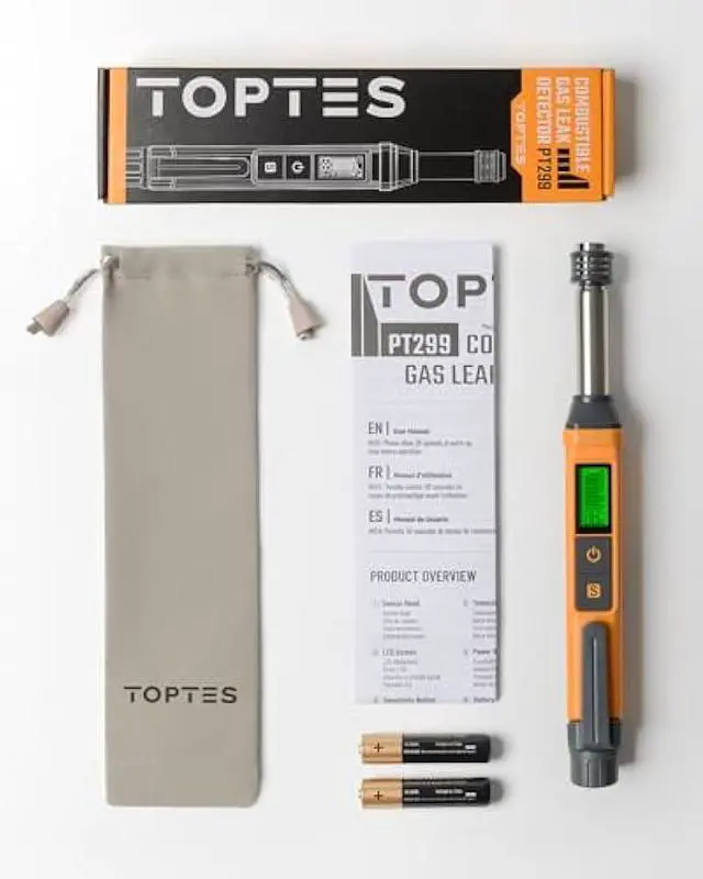 Alt view image 7 of 7 - Natural Gas Detector, TopTes PT299 Gas Leak Detector with Extendable Rod, Portable Propane Sniffer for Detecting Combustible Leaks Like Methane & Butane for Home, RV (Includes Battery x2) - Orange