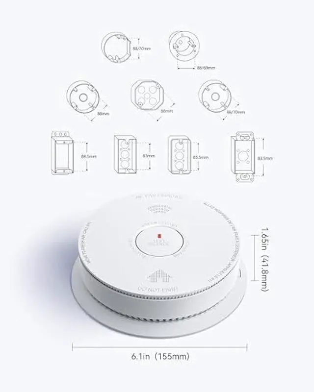 Alt view image 2 of 7 - SITERWELL Smoke Detector 10 Year Battery Operated, Smoke Alarm with Photoelectric and Rlectrochemical Sensors, Fire Alarm with Bilingual Voice Alerts for Bedroom, Meets UL217-9th Standards, 1 Pack