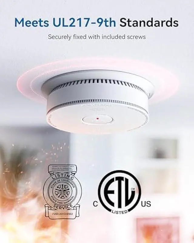 Alt view image 3 of 7 - SITERWELL Smoke Detector 10 Year Battery Operated, Smoke Alarm with Photoelectric and Rlectrochemical Sensors, Fire Alarm with Bilingual Voice Alerts for Bedroom, Meets UL217-9th Standards, 1 Pack