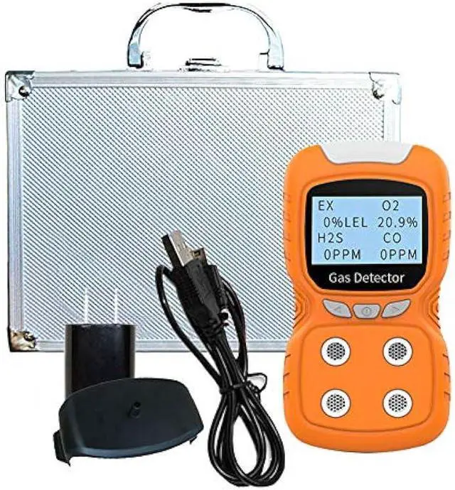 Alt view image 4 of 6 - Portable Gas Detector, Gas Clip 4 Gas Monitor Meter Tester Analyzer, Rechargeable LCD Display Sound Light Shock Air Quality Tester, 2 Year Detector