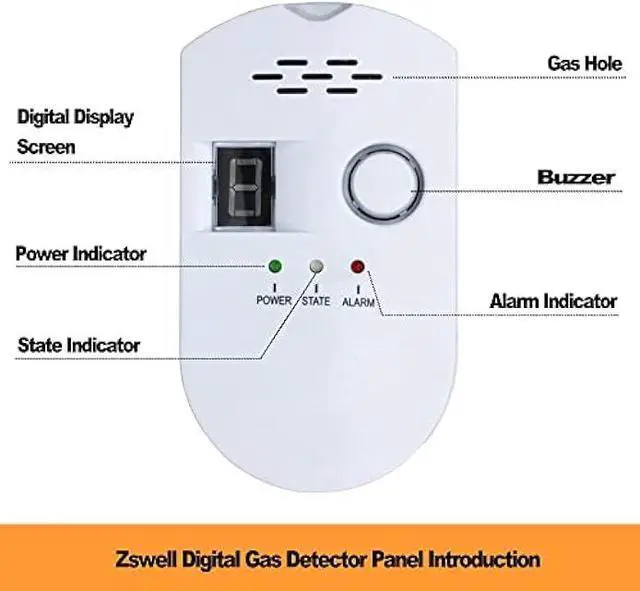Alt view image 3 of 5 - Natural Digital Gas Detector, Home Gas Alarm, Gas Leak Detector,High Sensitivity LPG LNG Coal Natural Gas Leak Detection, Alarm Monitor Sensor Home/Kitchen