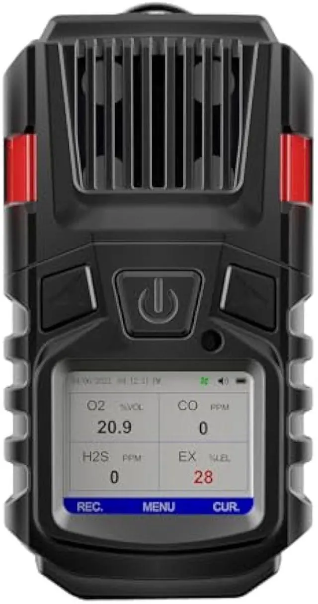 Main image of 4 Gas Monitor Multi Gas Detector EX O2 H2S Monitor Clip on, 3000mAh Rechargeable 4 Gas Meter View Records and Curve, Portable 4 Gas Monitor Multi Gas Detector with Calibration Kit 4 Gas Detector