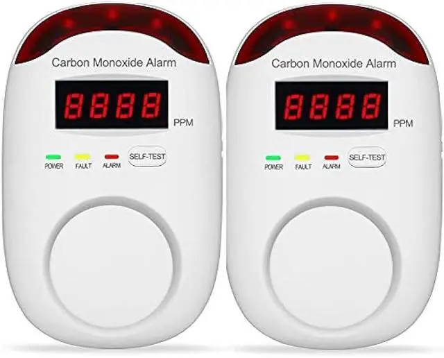 Main image of Plug-in Type Carbon Monoxide Alarm, CO Detector Monitor with LED Digital Display and Voice Alert for Home/Kitchen - 2 Pack