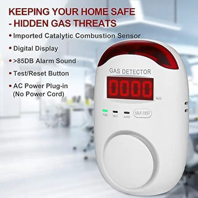Alt view image 4 of 5 - 3 Packs Natural Gas Detector - Gas Leak Detector for Home,RV, Gas Detectors for Home Natural Gas,Combustible Gas Detector for LNG, LPG,Propane,Methane.
