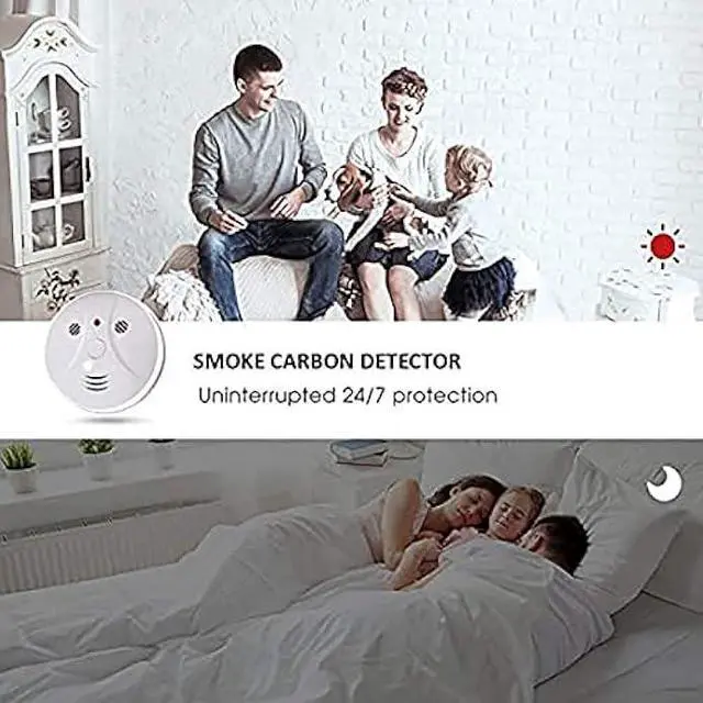 Alt view image 4 of 7 - 4 Pack Combination Smoke and Carbon Monoxide Detector Battery Operated, Travel Portable Photoelectric Fire&Co Alarm for Home, Kitchen