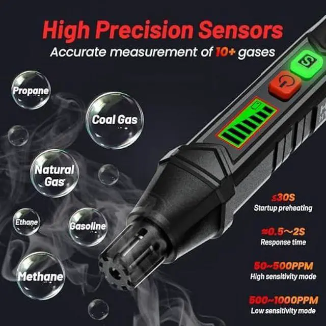Alt view image 2 of 5 - YOJOCK Natural Gas Leak Detector,Gas Leak Detector with Audible & Visual Alarm,Portable Gas Detector Sniffer to Locate Combustible Sources Like Propane,Methane for Home & RV