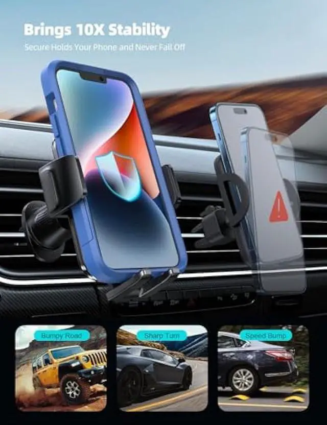 Alt view image 4 of 5 - Lamicall 2025 Wider Clamp & Metal Hook Car Phone Holder Vent [Thick Cases Friendly] Phone Holders for Your Car Mount Automobile Hands Free Cradle Air Vent for iPhone 17 16 15 14 13 Pro Max Smartphone