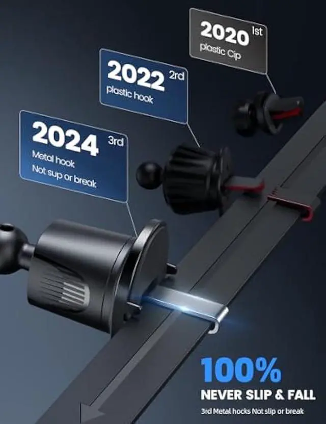 Alt view image 5 of 5 - Lamicall 2025 Wider Clamp & Metal Hook Car Phone Holder Vent [Thick Cases Friendly] Phone Holders for Your Car Mount Automobile Hands Free Cradle Air Vent for iPhone 17 16 15 14 13 Pro Max Smartphone