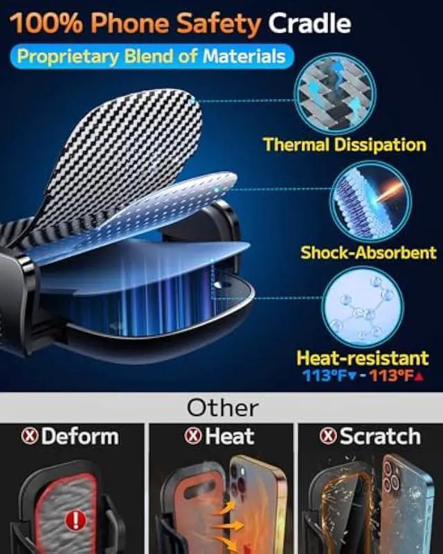 Alt view image 5 of 5 - Qifutan Car Phone Holder Mount Phone Mount for Car Windshield Dashboard Air Vent Universal Hands Free Automobile Cell Phone Holder Fit for iPhone Smartphone Camera Mounts