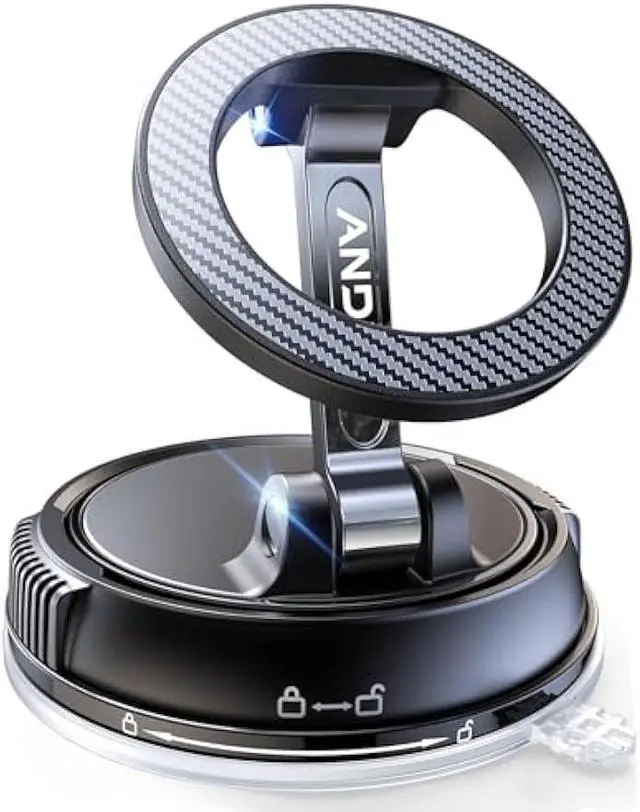 Main image of ANDERY Car Phone Holder for Magsafe [78+LBS Strongest Suction & 2400gf Magnetic] 360° Adjustable Car Phone Mount, Phone Holders for Your Car for iPhone 17 Pro Max 16 15 14 13 12 Air Plus, Carbon Fiber