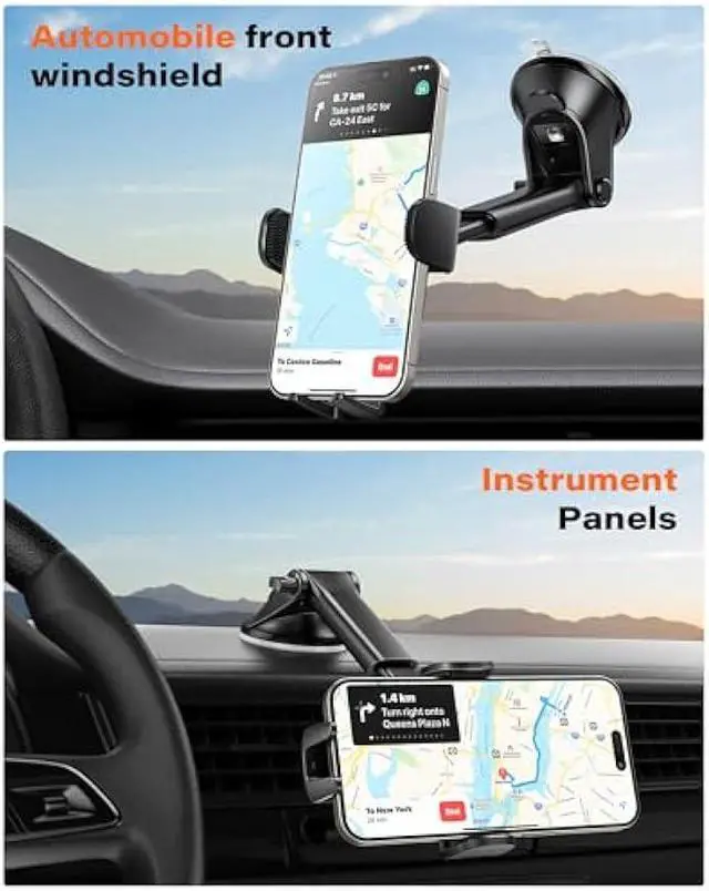 Alt view image 2 of 6 - APPS2Car Car Phone Holder Mount, Dashboard/Windshield/Cell Phone Holder for Car, Compatible with iPhone, Samsung, All Phones,Black