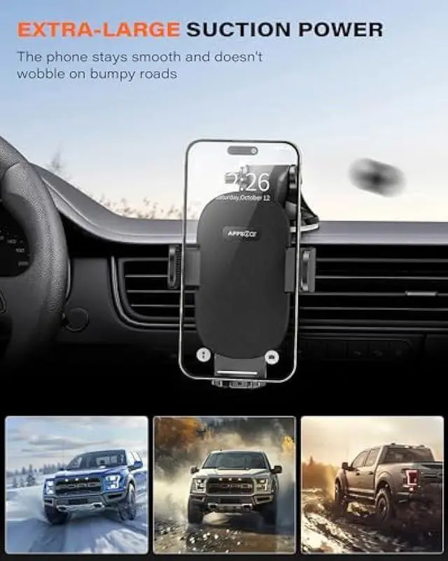 Alt view image 4 of 6 - APPS2Car Car Phone Holder Mount, Dashboard/Windshield/Cell Phone Holder for Car, Compatible with iPhone, Samsung, All Phones,Black