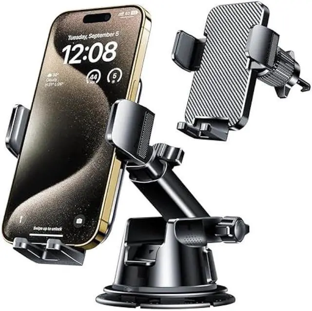 Main image of Qifutan Dash Mounted Holders Phone Holders for Your Car Phone Mount for Car Windshield Dashboard Air Vent Universal Desk Mounts Hands Free Automobile Cell Phone Holder Fit for iPhone Smartphone
