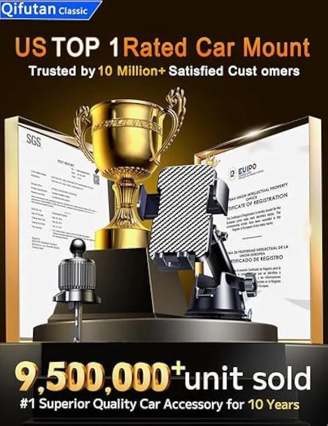 Alt view image 2 of 6 - Qifutan Dash Mounted Holders Phone Holders for Your Car Phone Mount for Car Windshield Dashboard Air Vent Universal Desk Mounts Hands Free Automobile Cell Phone Holder Fit for iPhone Smartphone