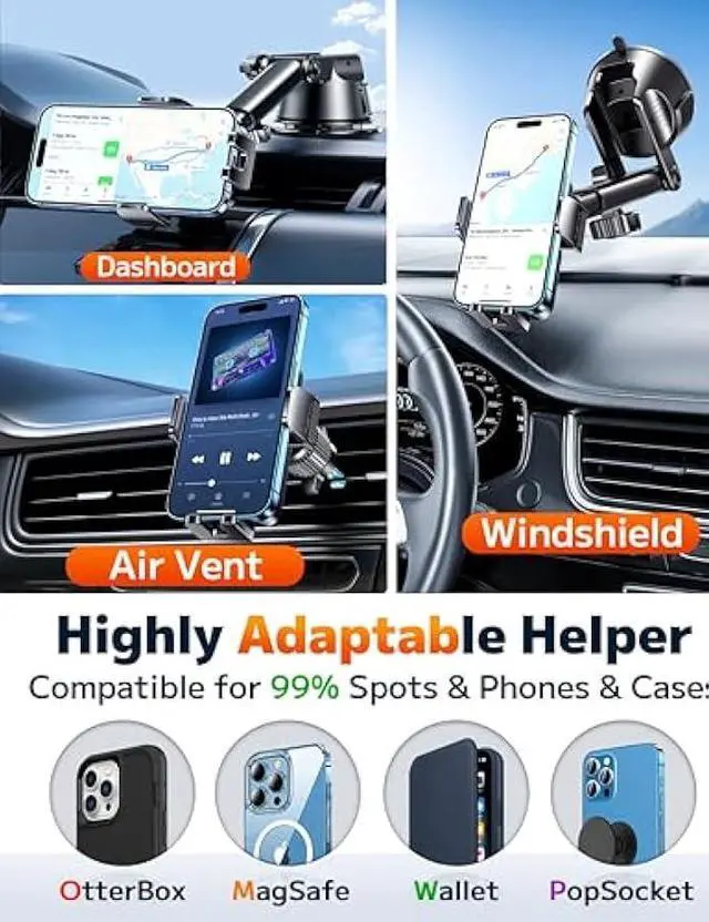 Alt view image 5 of 6 - Qifutan Dash Mounted Holders Phone Holders for Your Car Phone Mount for Car Windshield Dashboard Air Vent Universal Desk Mounts Hands Free Automobile Cell Phone Holder Fit for iPhone Smartphone
