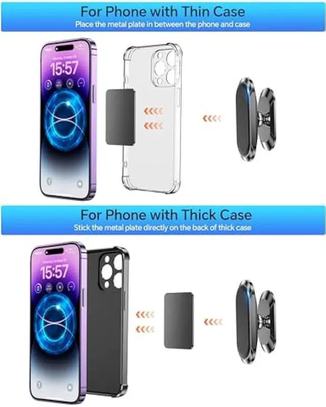 Alt view image 5 of 5 - 2-Pack Magnetic Phone Holder for Car DashStrong Magnet Magnetic Car Phone Holder Mount 4 Plate Phone Holders for Your Car Phone Mount for Car Dashboard Cell Phone Car Mount for iPhone Samsung