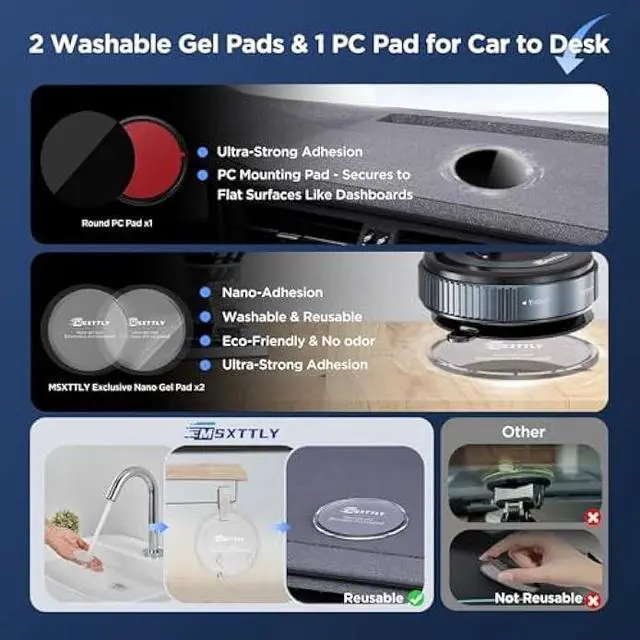 Alt view image 2 of 5 - Vacuum Magnetic Phone Holders for Your Car 2026 Suction Cup Phone Mount with Washable Nano Gel Pads 360° Adjustable Phone Mount Unlock More Scenes,Phone Holder for Smartphone&Car/Gym/Mirror