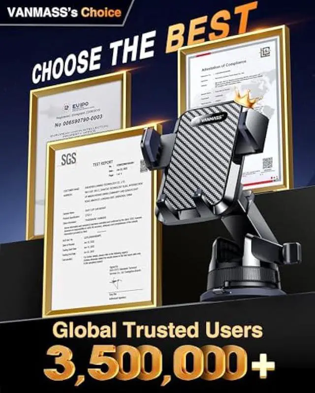 Alt view image 2 of 5 - VANMASS [2025 Upgrade Phone Holders for Your Car [Super Suction Cup] Cell Phone Mount Car Dashboard Window Vent Desk Fit for iPhone 16 Pro Max 15 14 Universal Handsfree Automobile Vehicle Cradle