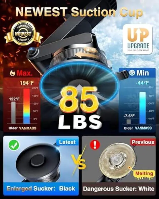 Alt view image 5 of 5 - VANMASS [2025 Upgrade Phone Holders for Your Car [Super Suction Cup] Cell Phone Mount Car Dashboard Window Vent Desk Fit for iPhone 16 Pro Max 15 14 Universal Handsfree Automobile Vehicle Cradle