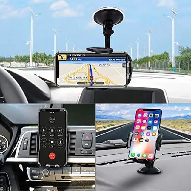 Alt view image 2 of 5 - Vansky Car Phone Holder Mount, 3-in-1 Universal Cell Phone Holder Car Air Vent Holder Dashboard Mount Windshield Mount Fit for iPhone 16 15 14 13 Pro Max, Samsung S24 S23 LG Sony and More