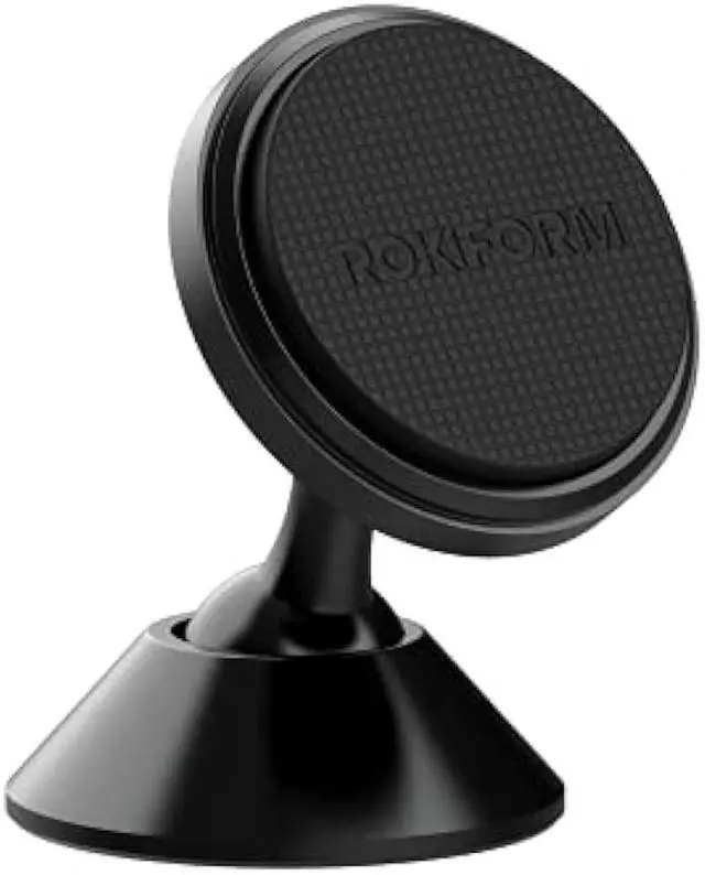 Main image of ROKFORM - Adjustable Magnetic Car Mount, 360 Degree Swivel with 3M VHB Tape, Cell Phone Holder, Aluminum Dashboard Phone Mount Stand for Truck Car & Van (Black)