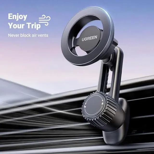 Alt view image 3 of 5 - UGREEN Magnetic Phone Mount for Car Compatible for Magsafe, Not Blocking Air Vent, Strengthen Magnetic Power Car Phone Holder Compatible with iPhone 16 15 Pro Max 14 13 12 Pro Mini MagSafe Case
