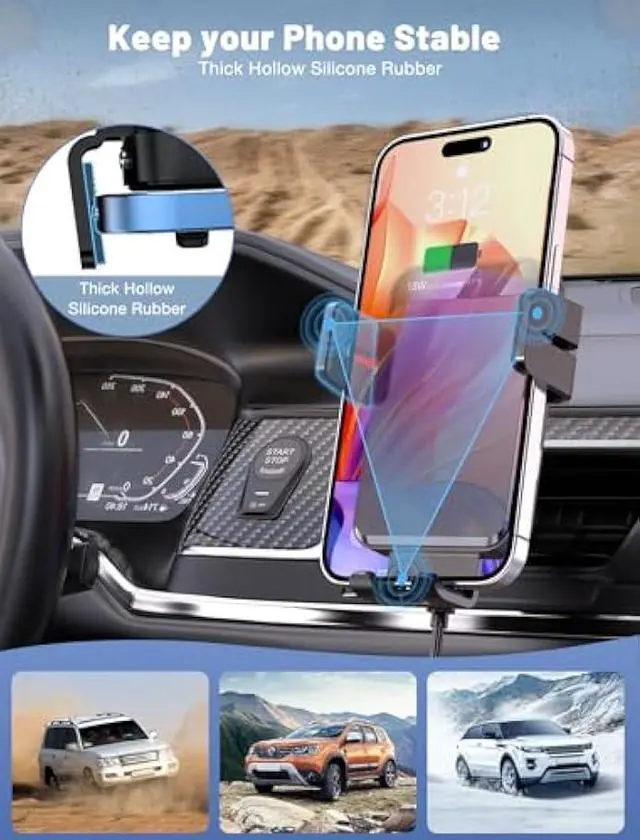 Alt view image 5 of 6 - Wireless Car Charger, MOKPR Auto-Clamping Car Mount 15W/10W/7.5W Fast Charging Air Vent Car Phone Mount Compatible with iPhone 15/14/13/13 Pro/12 Pro Max/12 pro/12/11/10 Series, Samsung Galaxy Series