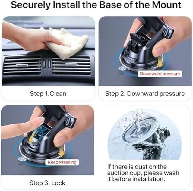 Alt view image 2 of 5 - Universal Phone Mount for Car, Reliable Suction Hands-Free Car Phone Holder Mount, Automobile Cell Phone Holder Car for Dashboard Windshield Vent Fit for All Smartphones