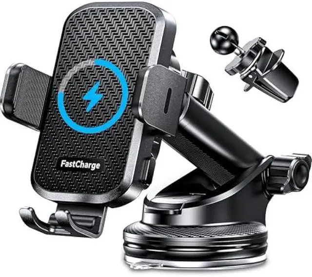 Main image of CHGeek Wireless Car Charger with Phone Holder Mount, 15W Fast Charging Auto Clamping Phone Holders for You Car Windshield Dashboard Air Vent Accessories for iPhone, Samsung Galaxy, Google, etc