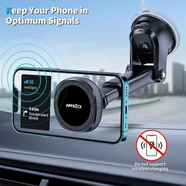 Alt view image 4 of 5 - APPS2Car for MagSafe Car Mount, Magnetic Phone Holder for Car Dashboard Windshield iPhone Mount Holder Compatible with iPhone 17 16 15 14 13 12 Pro Plus Max, 17 Strong Magnets, Charging Not Supported