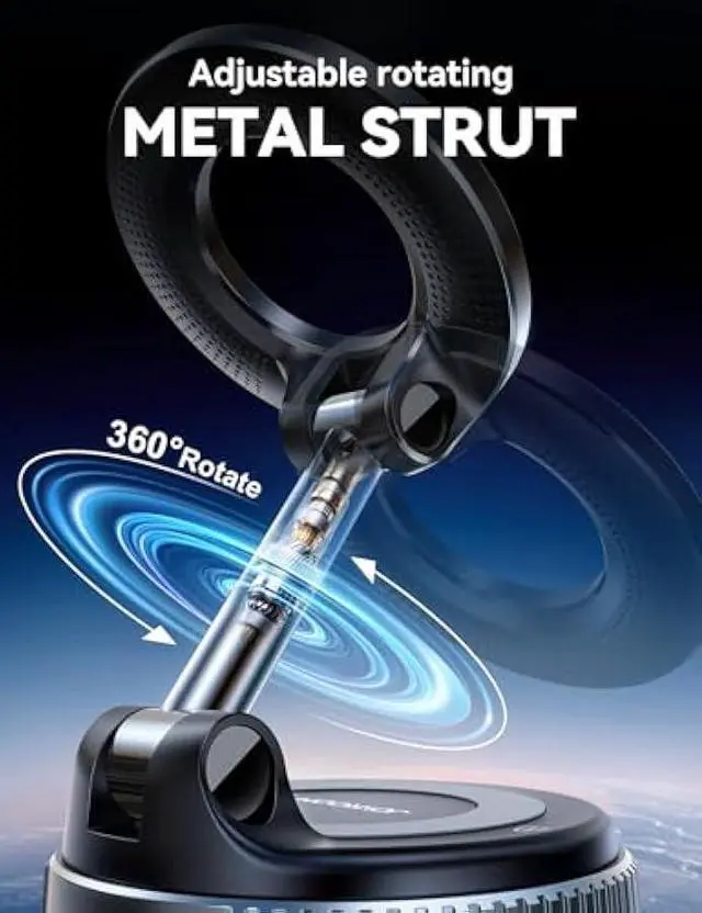 Alt view image 5 of 5 - JOYROOM Magsafe Car Mount, Vacuum Car Phone Mount with Strong Magnet, 360° Metal Strut Suction Cup Phone Mount for iPhone 17 Pro Max/16 15 14 13 12 Series& Android Magsafe Case, Dark Blue